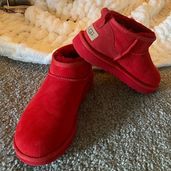 Red Ugg Ultra Mini Boots - Picture 3 of 4